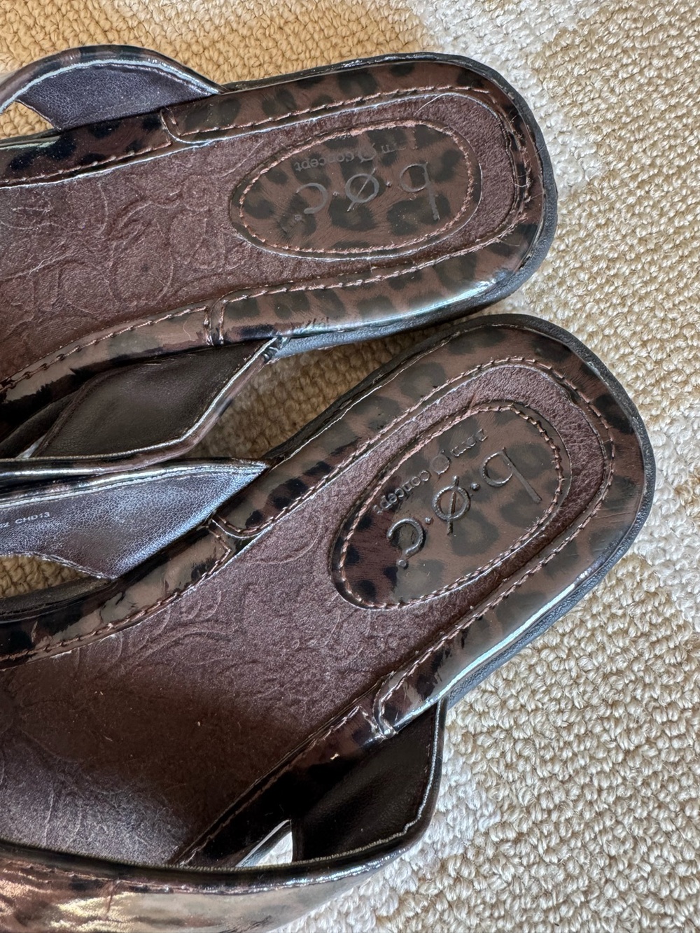 b.o.c Leopard Print Flip Flops Comfort Thong Sandals Brown Slip On Shoes Size 7 - Picture 8 of 11